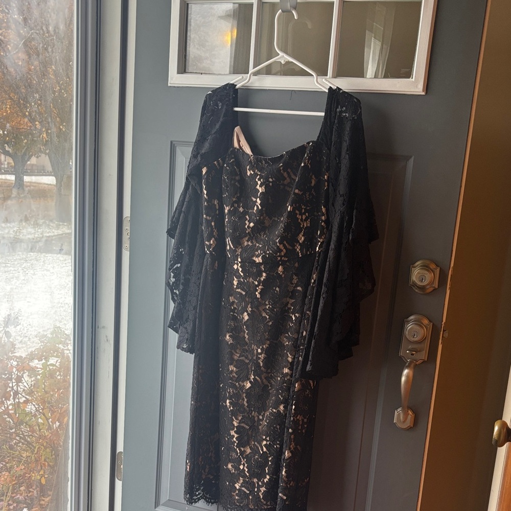 City Chic Black and Nude Lace Dress
